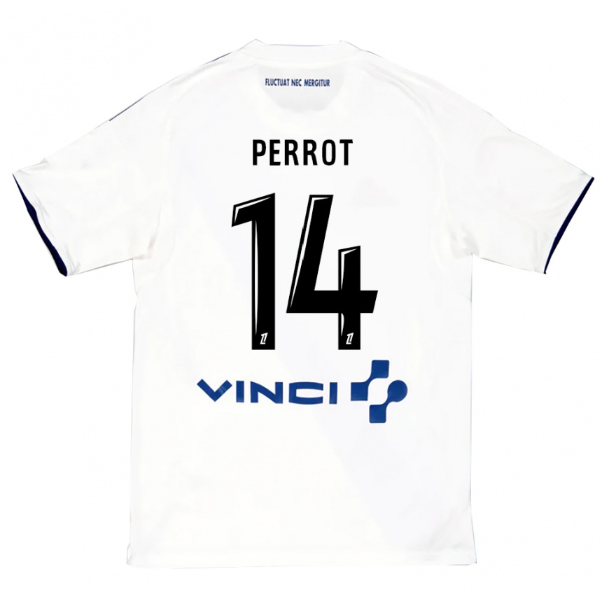 גברים כדורגל Mattéo Perrot #14 לבן כחול הרחק ג'רזי 2025/26