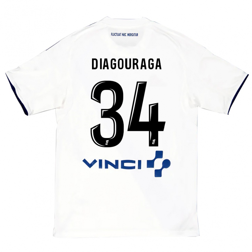 גברים כדורגל Djibril Diagouraga #34 לבן כחול הרחק ג'רזי 2025/26