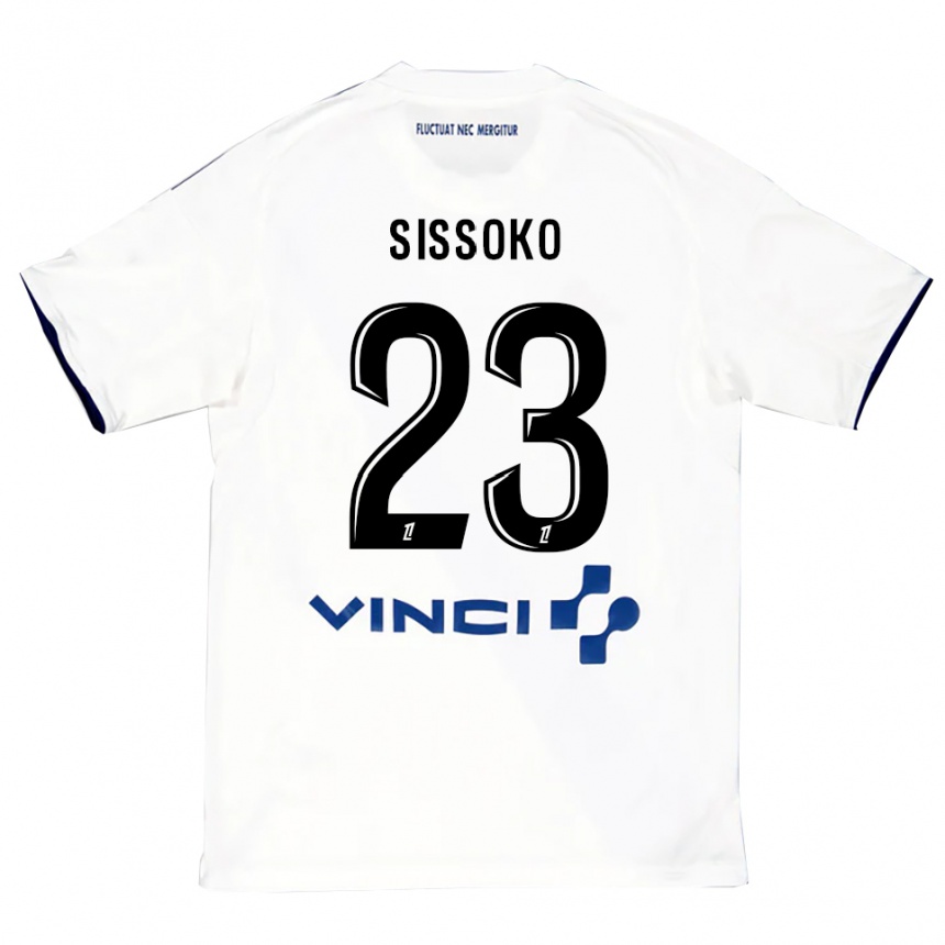 גברים כדורגל Teninsoun Sissoko #23 לבן כחול הרחק ג'רזי 2025/26