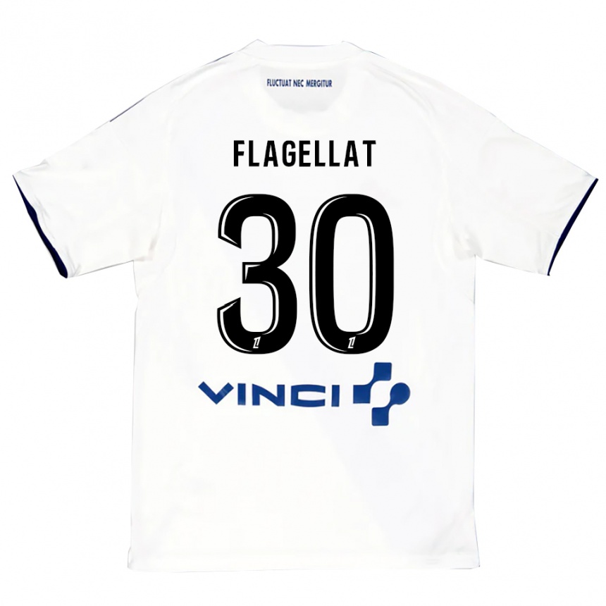 גברים כדורגל Alizée Flagellat #30 לבן כחול הרחק ג'רזי 2025/26