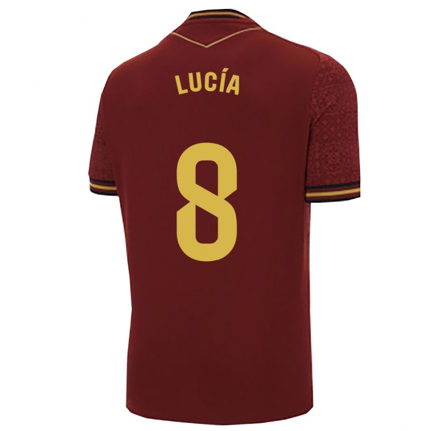 גברים כדורגל Lucía Del Castillo Barba #8 בורדו זהב הרחק ג'רזי 2025/26