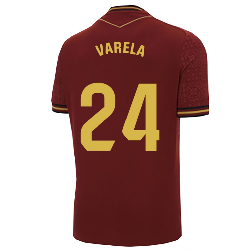 גברים כדורגל Brandon Varela #24 בורדו זהב הרחק ג'רזי 2025/26