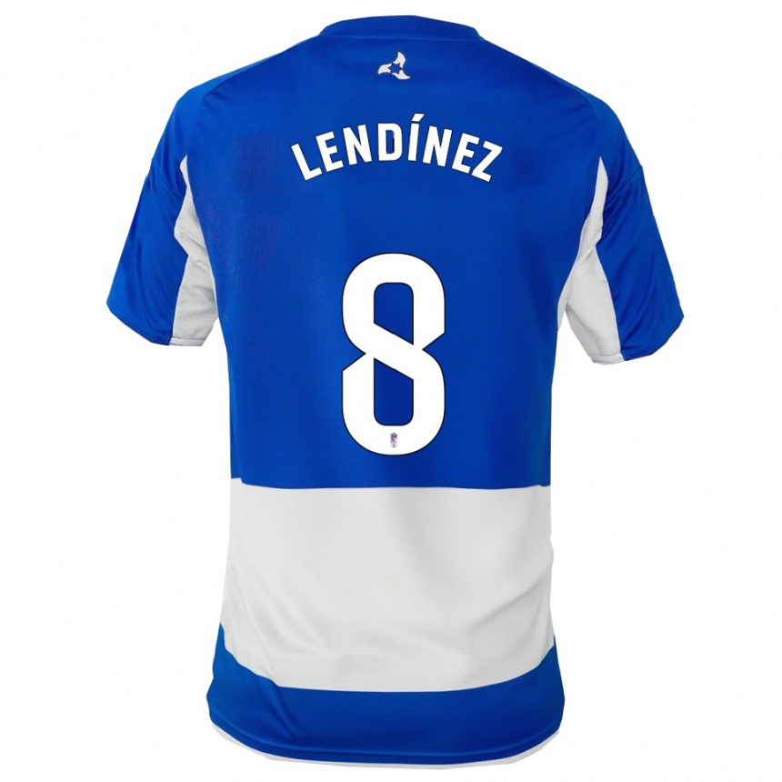 גברים כדורגל Juanma Lendínez #8 כחול לבן הרחק ג'רזי 2025/26