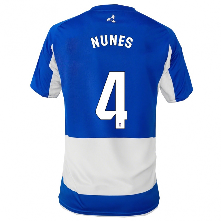 גברים כדורגל David Nunes #4 כחול לבן הרחק ג'רזי 2025/26