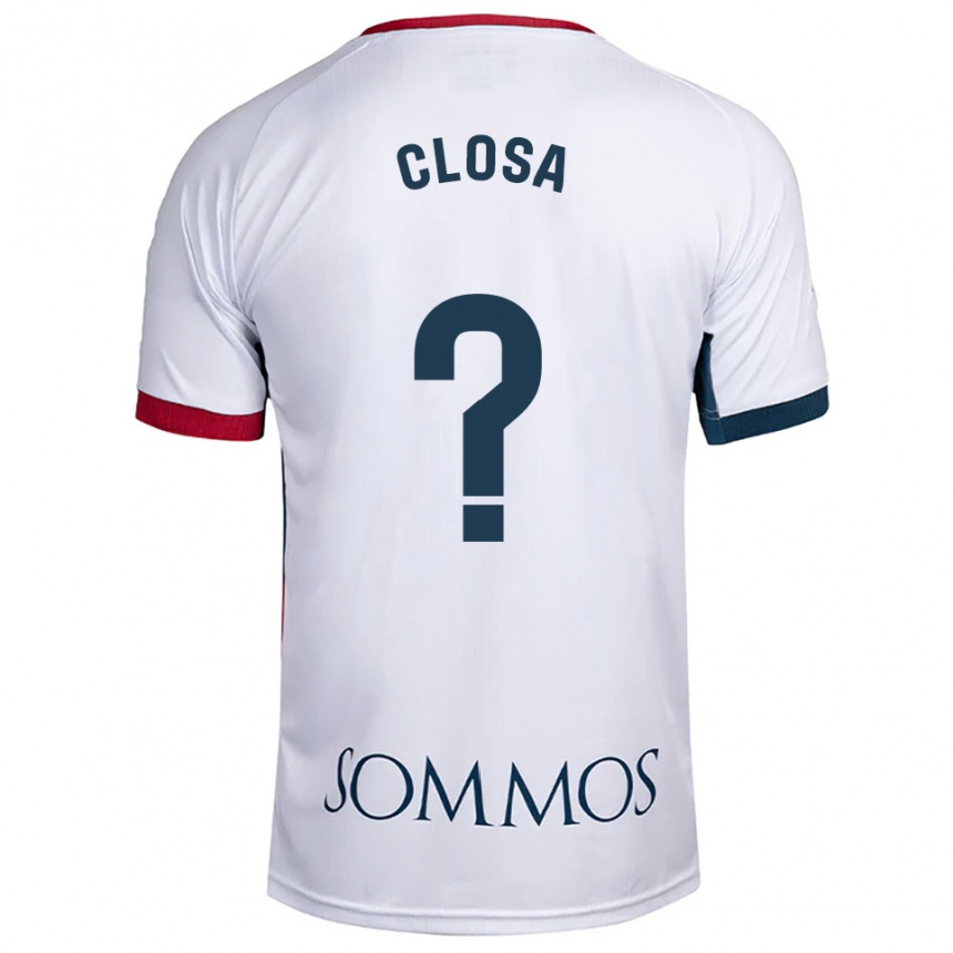 גברים כדורגל Marc Closa #0 לבן אדום הרחק ג'רזי 2025/26