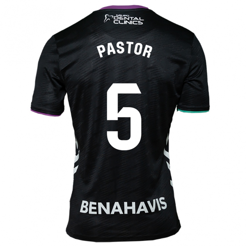 גברים כדורגל Álex Pastor #5 שחור סגול ירוק הרחק ג'רזי 2025/26
