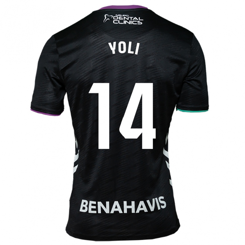 גברים כדורגל Yolanda Peche Jaaskelainen #14 שחור סגול ירוק הרחק ג'רזי 2025/26
