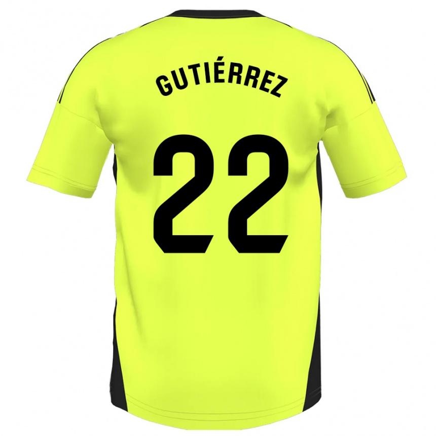 גברים כדורגל Juan Gutiérrez #22 צהוב פלואורסצנטי הרחק ג'רזי 2025/26