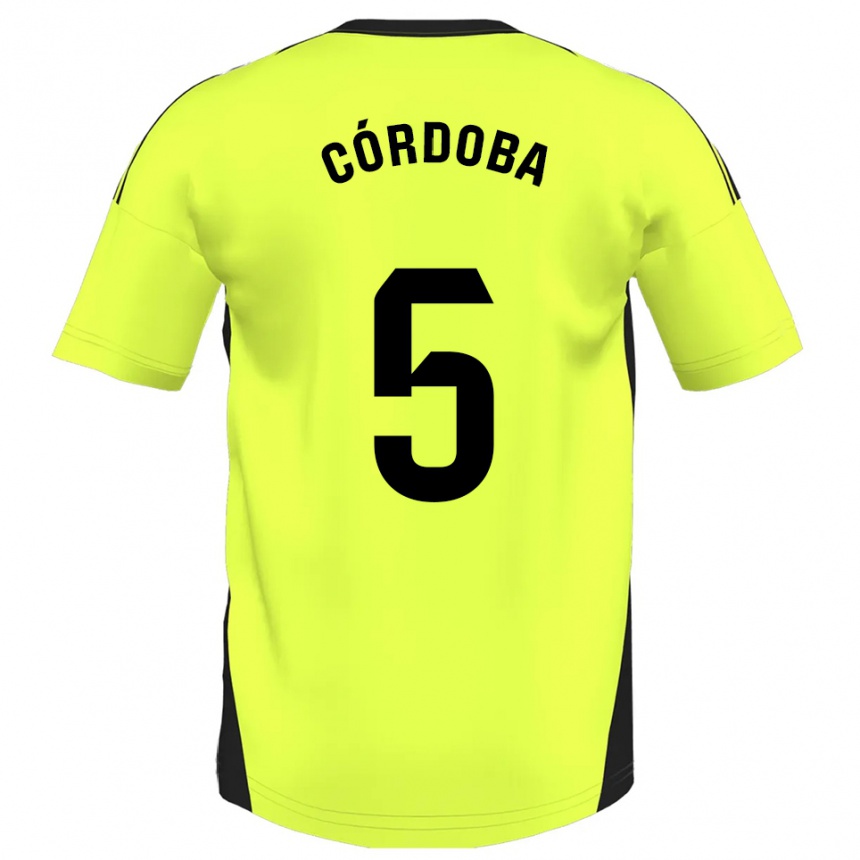 גברים כדורגל Iker Córdoba #5 צהוב פלואורסצנטי הרחק ג'רזי 2025/26