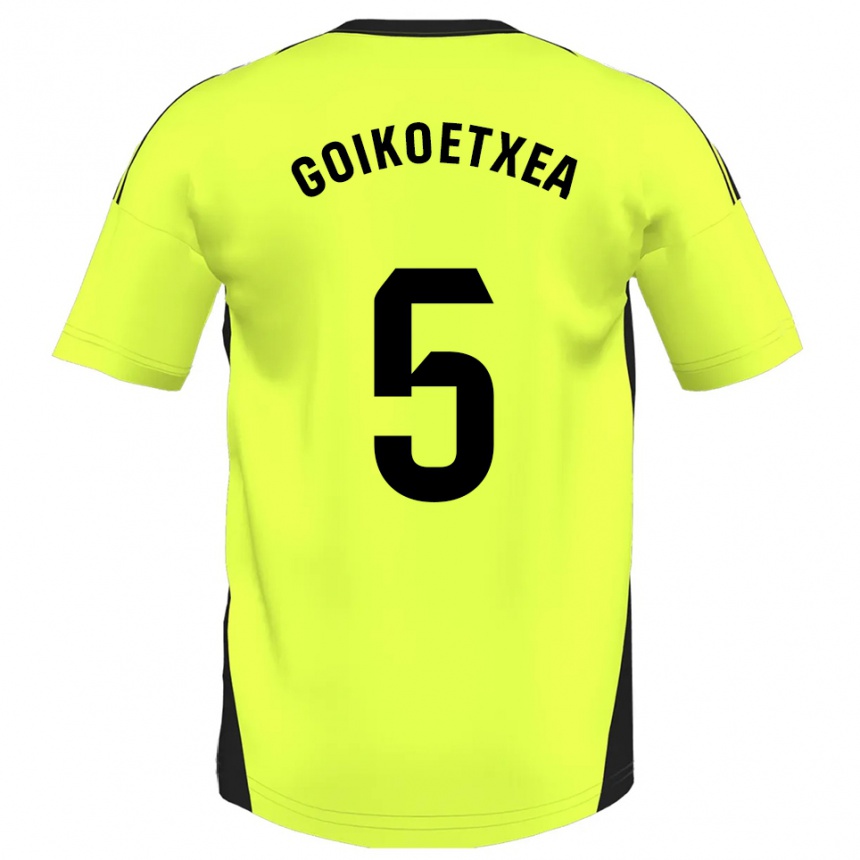 גברים כדורגל Imanol Goikoetxea #5 צהוב פלואורסצנטי הרחק ג'רזי 2025/26