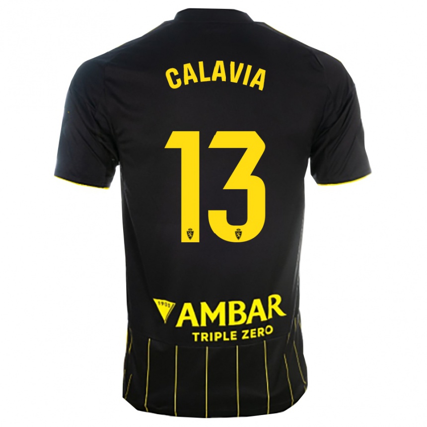 גברים כדורגל Carlos Calavia #13 שחור צהוב הרחק ג'רזי 2025/26