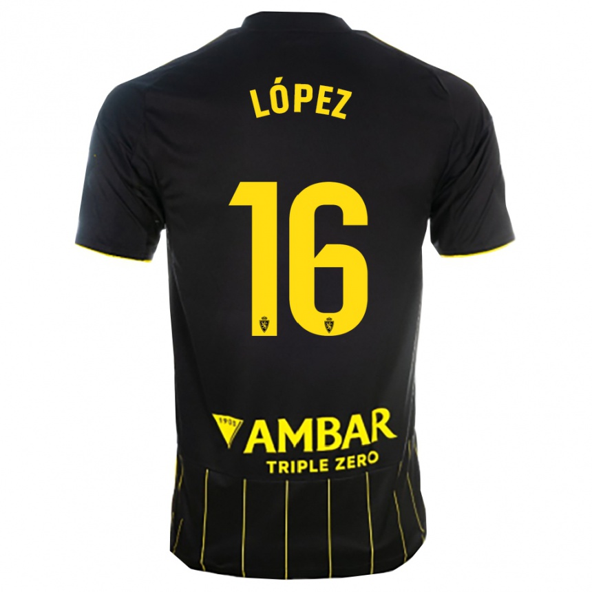 גברים כדורגל Juan López #16 שחור צהוב הרחק ג'רזי 2025/26