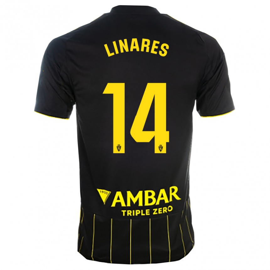 גברים כדורגל Ángel Linares #14 שחור צהוב הרחק ג'רזי 2025/26