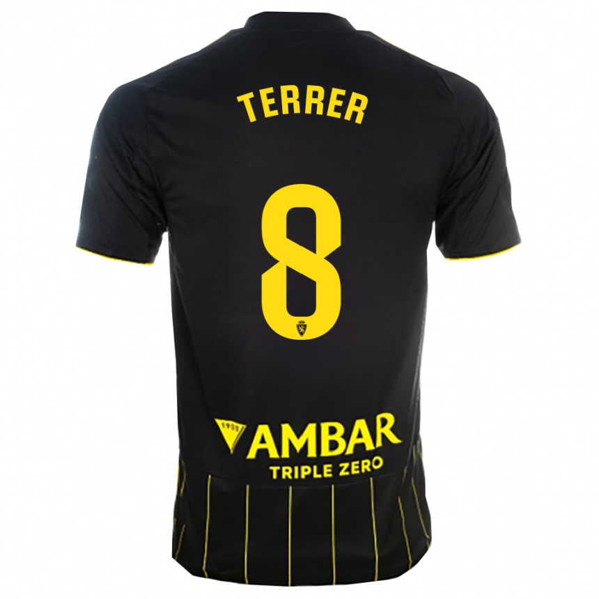 גברים כדורגל לוקאס טרר #8 שחור צהוב הרחק ג'רזי 2025/26