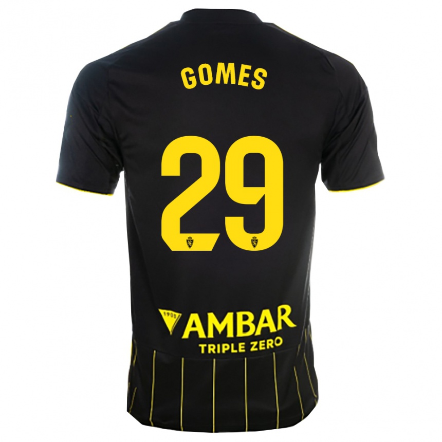 גברים כדורגל Ale Gomes #29 שחור צהוב הרחק ג'רזי 2025/26