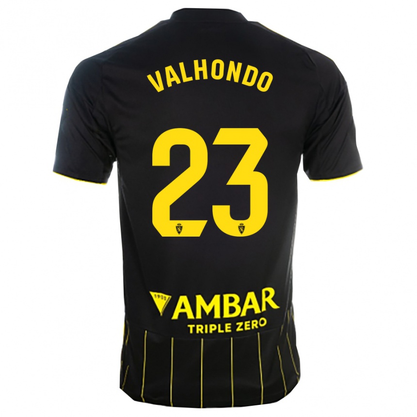 גברים כדורגל Marcos Valhondo #23 שחור צהוב הרחק ג'רזי 2025/26