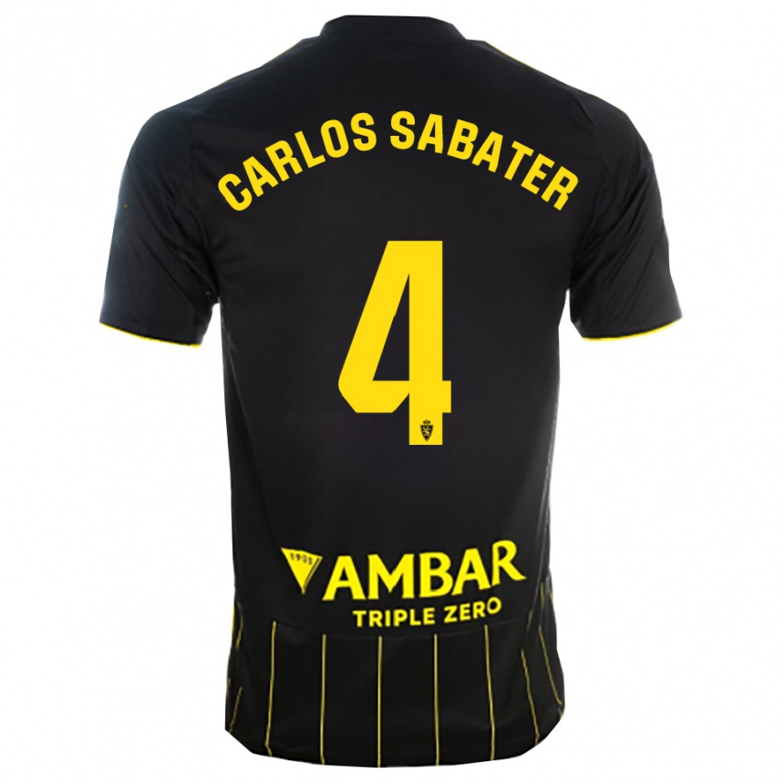 גברים כדורגל Juan Carlos Sabater #4 שחור צהוב הרחק ג'רזי 2025/26