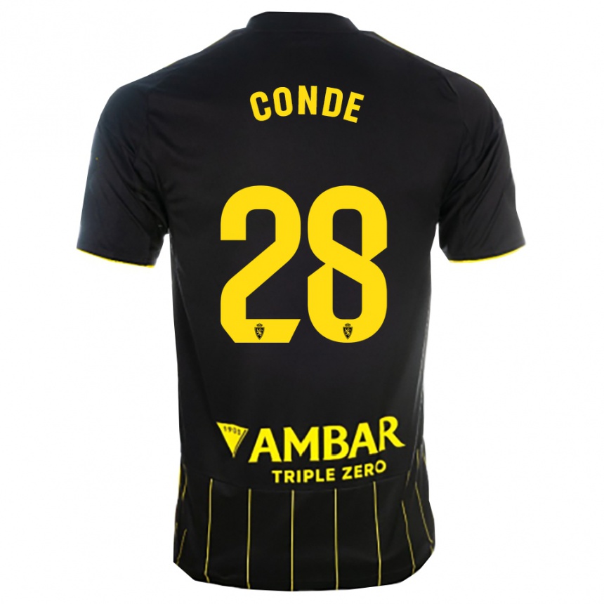 גברים כדורגל Miguel Conde #28 שחור צהוב הרחק ג'רזי 2025/26