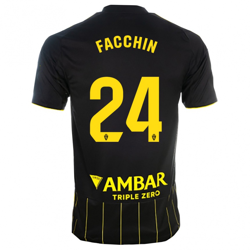גברים כדורגל Enzo Facchin #24 שחור צהוב הרחק ג'רזי 2025/26