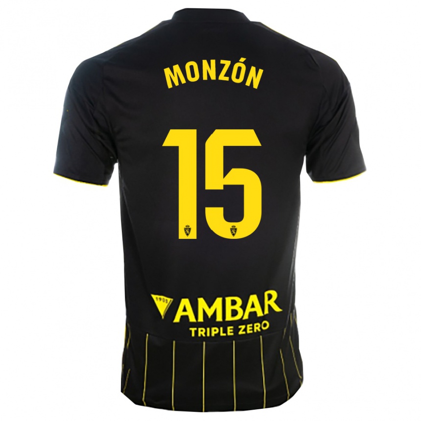 גברים כדורגל Diego Monzón #15 שחור צהוב הרחק ג'רזי 2025/26
