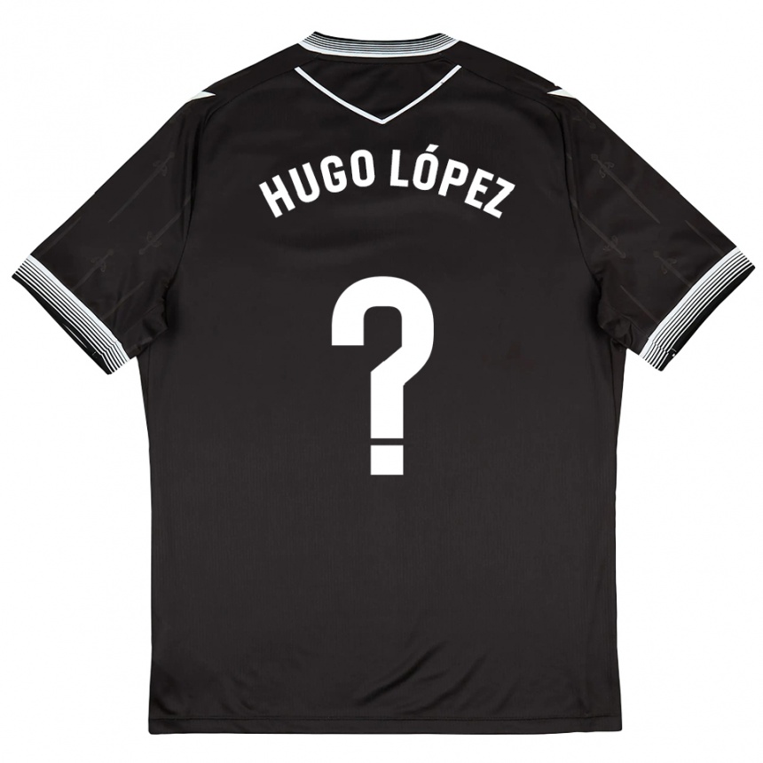 גברים כדורגל Hugo López #0 שחור לבן הרחק ג'רזי 2025/26