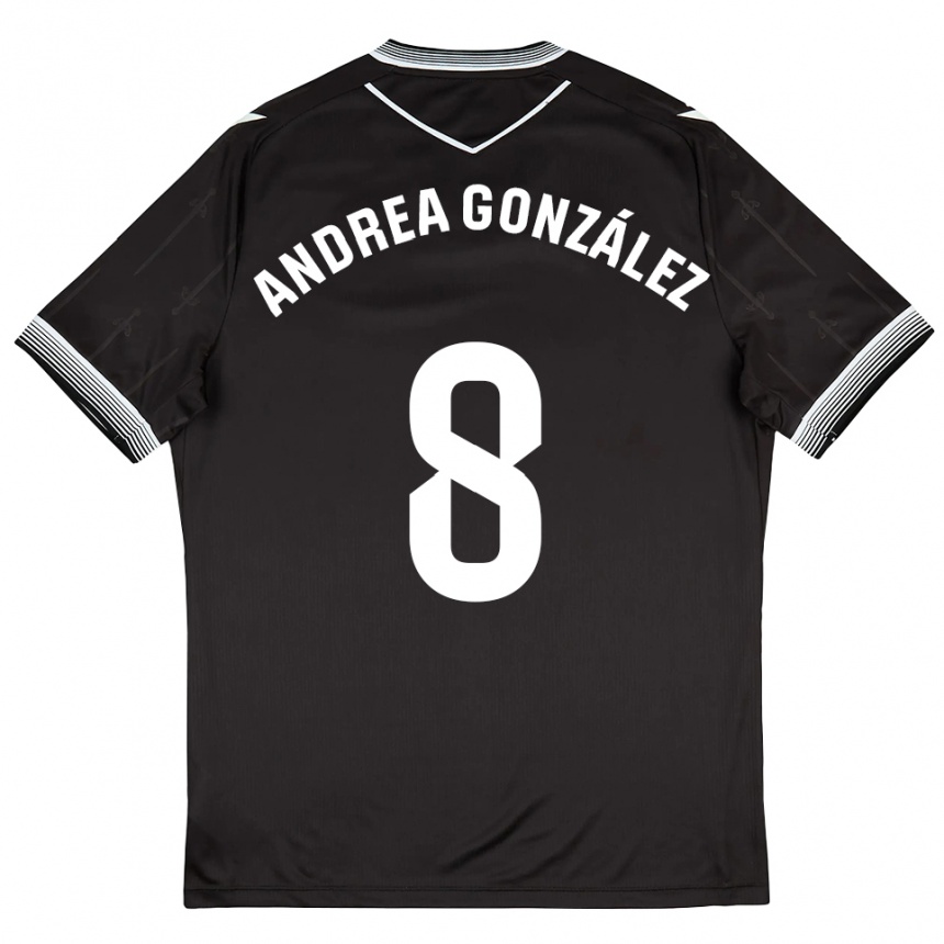 גברים כדורגל אנדריאה גונזלס #8 שחור לבן הרחק ג'רזי 2025/26