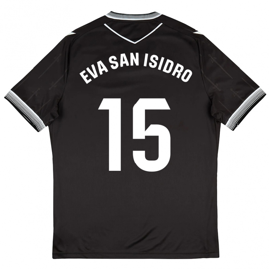 גברים כדורגל Eva San Isidro #15 שחור לבן הרחק ג'רזי 2025/26