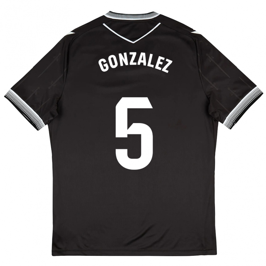 גברים כדורגל סרחיו גונסאלס #5 שחור לבן הרחק ג'רזי 2025/26