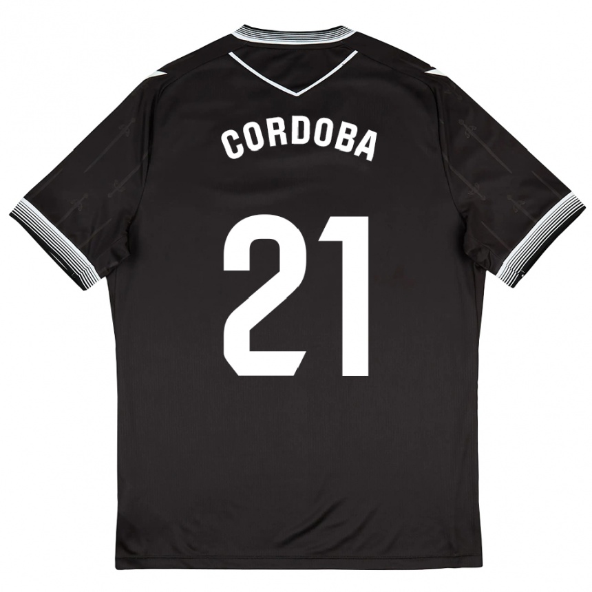גברים כדורגל איניגו קורדובה #21 שחור לבן הרחק ג'רזי 2025/26
