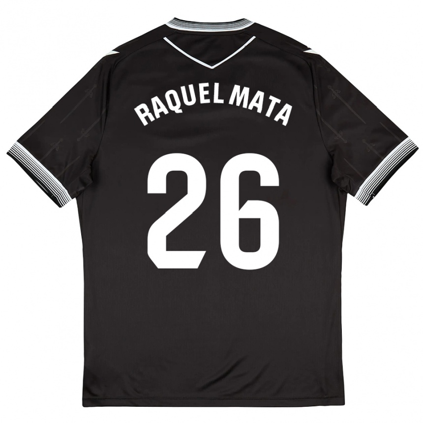 גברים כדורגל Raquel Mata #26 שחור לבן הרחק ג'רזי 2025/26