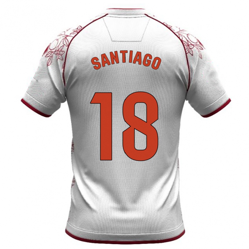 גברים כדורגל Pablo Santiago #18 לבן בורדו הרחק ג'רזי 2025/26