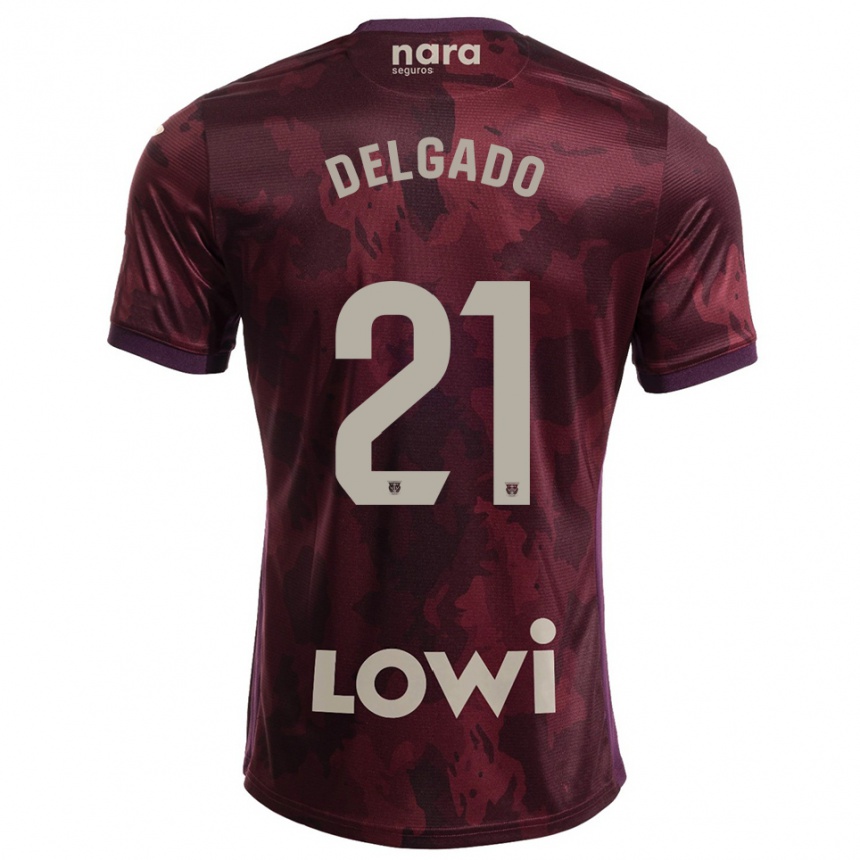 גברים כדורגל Aarón Delgado #21 בורדו לבן הרחק ג'רזי 2025/26