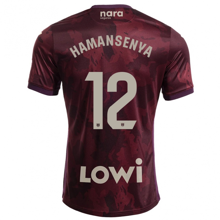 גברים כדורגל David Hamansenya #12 בורדו לבן הרחק ג'רזי 2025/26