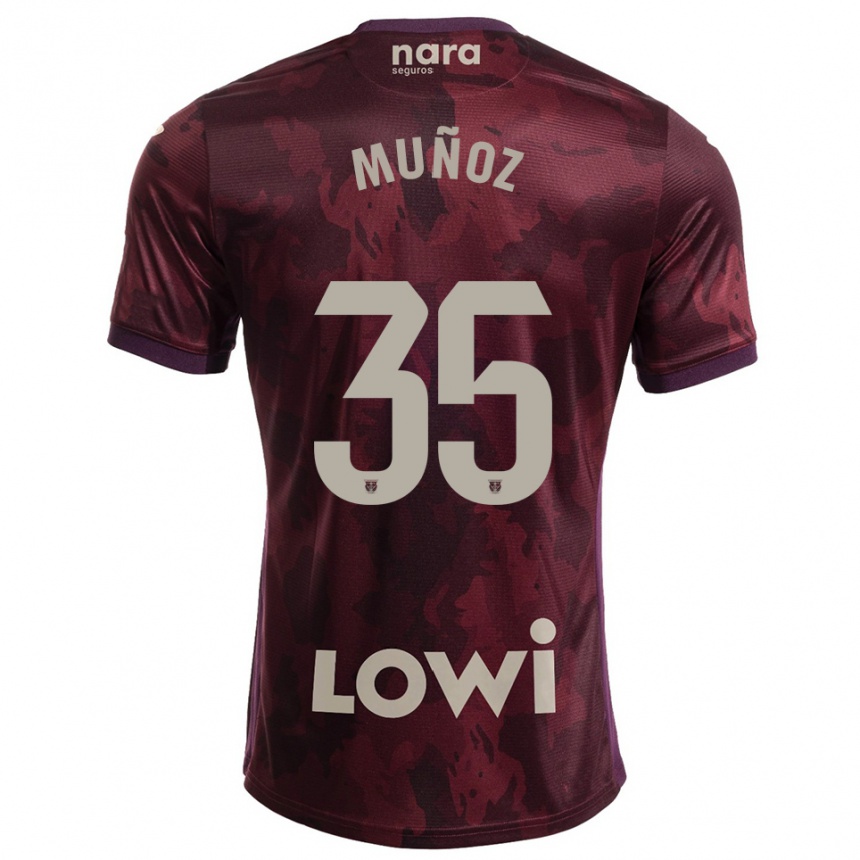 גברים כדורגל Carlos Muñoz #35 בורדו לבן הרחק ג'רזי 2025/26