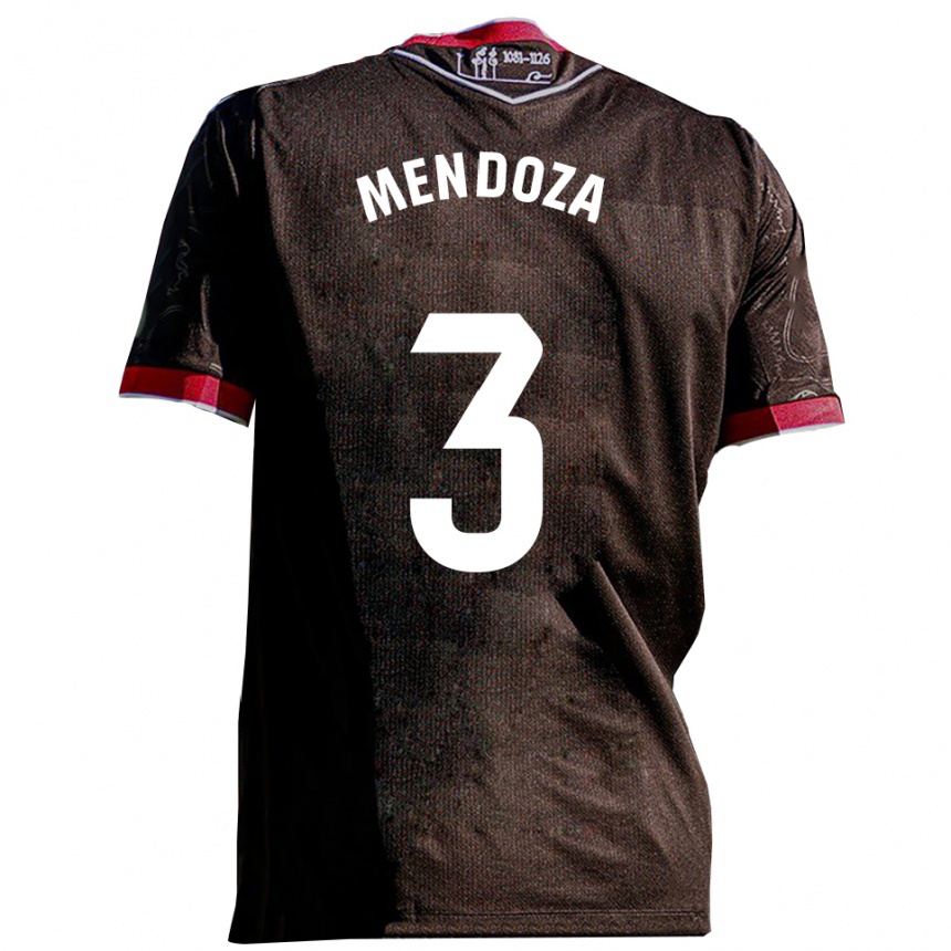 גברים כדורגל Edu Mendoza #3 שחור אדום הרחק ג'רזי 2025/26