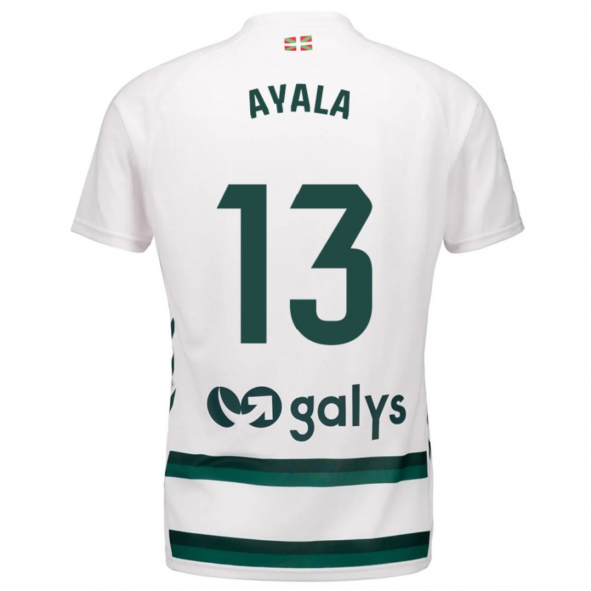 גברים כדורגל Unai Ayala #13 לבן ירוק הרחק ג'רזי 2025/26