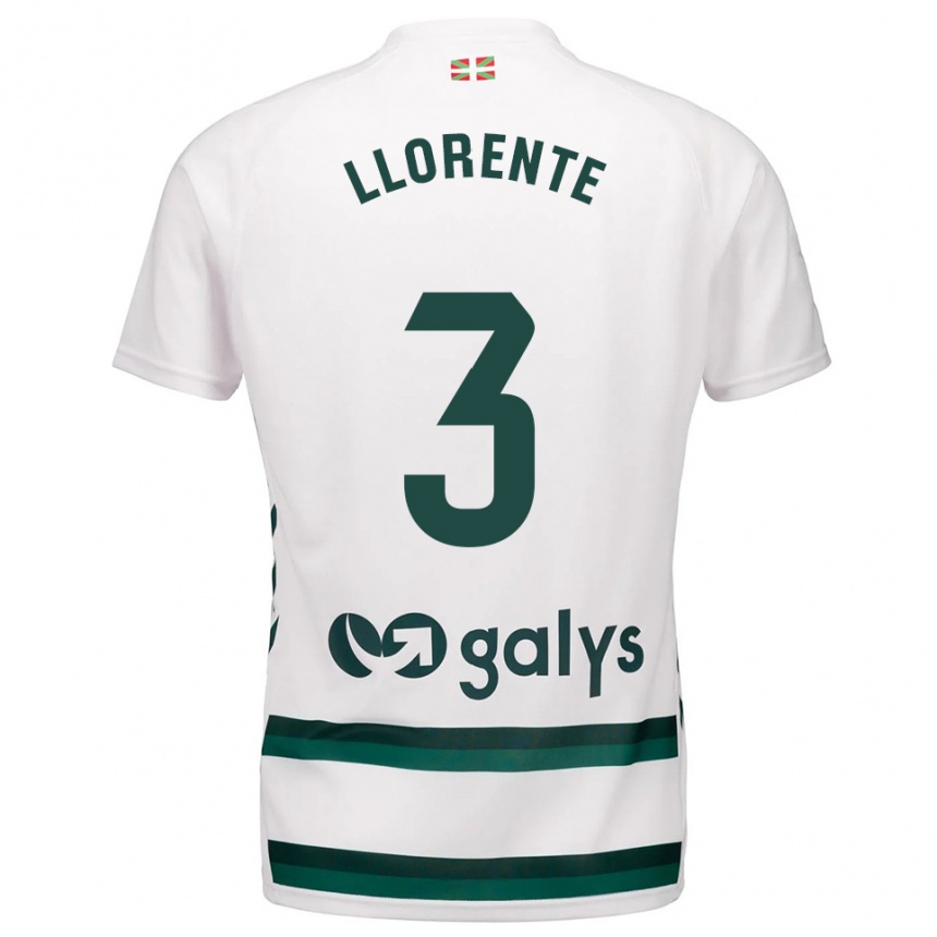 גברים כדורגל Oier Llorente #3 לבן ירוק הרחק ג'רזי 2025/26