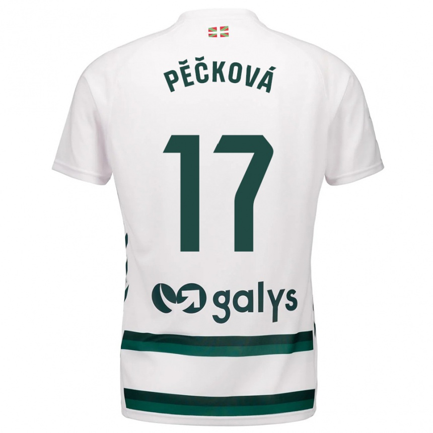גברים כדורגל Alena Pěčková #17 לבן ירוק הרחק ג'רזי 2025/26