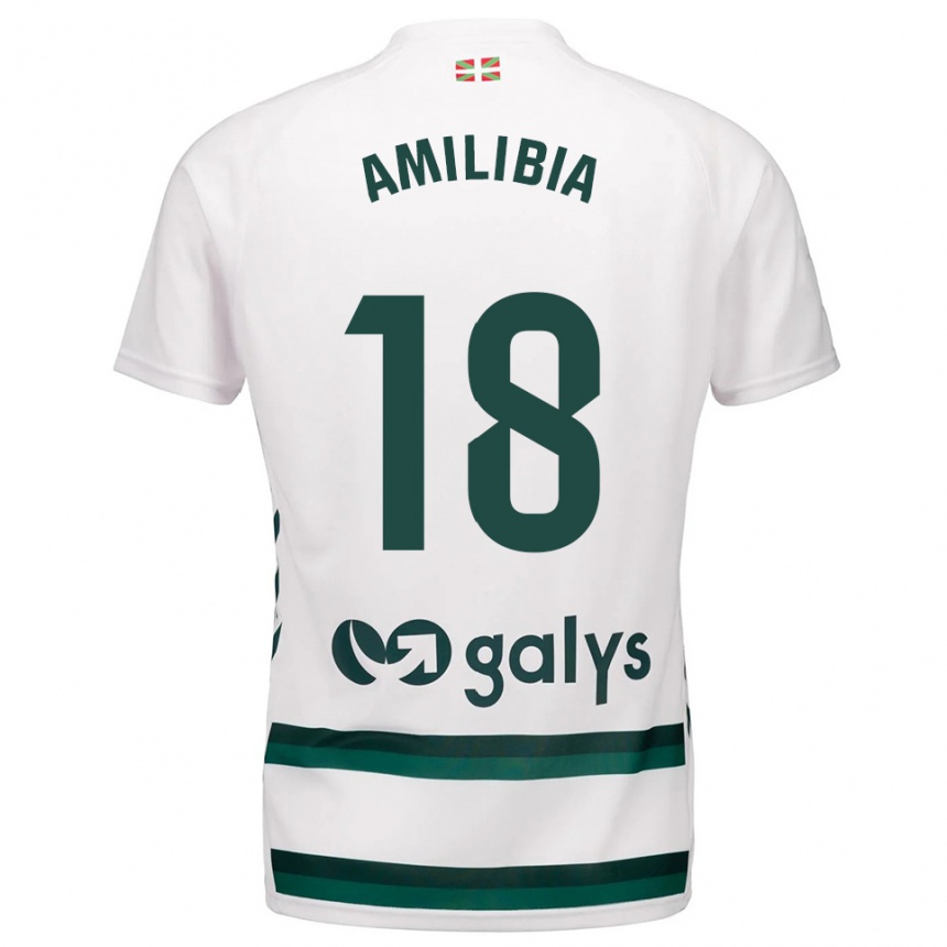 גברים כדורגל Anartz Amilibia #18 לבן ירוק הרחק ג'רזי 2025/26
