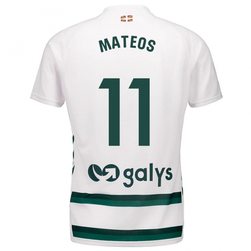 גברים כדורגל Endika Mateos #11 לבן ירוק הרחק ג'רזי 2025/26