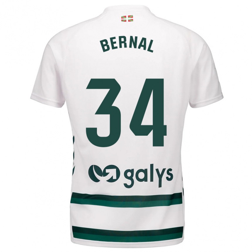 גברים כדורגל Unax Bernal #34 לבן ירוק הרחק ג'רזי 2025/26