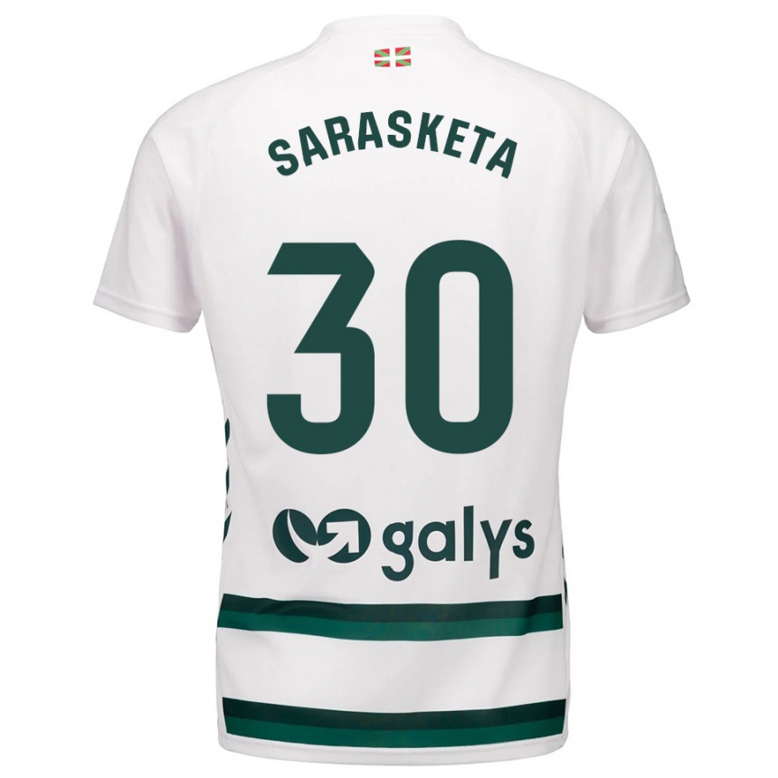 גברים כדורגל Lucas Sarasketa #30 לבן ירוק הרחק ג'רזי 2025/26