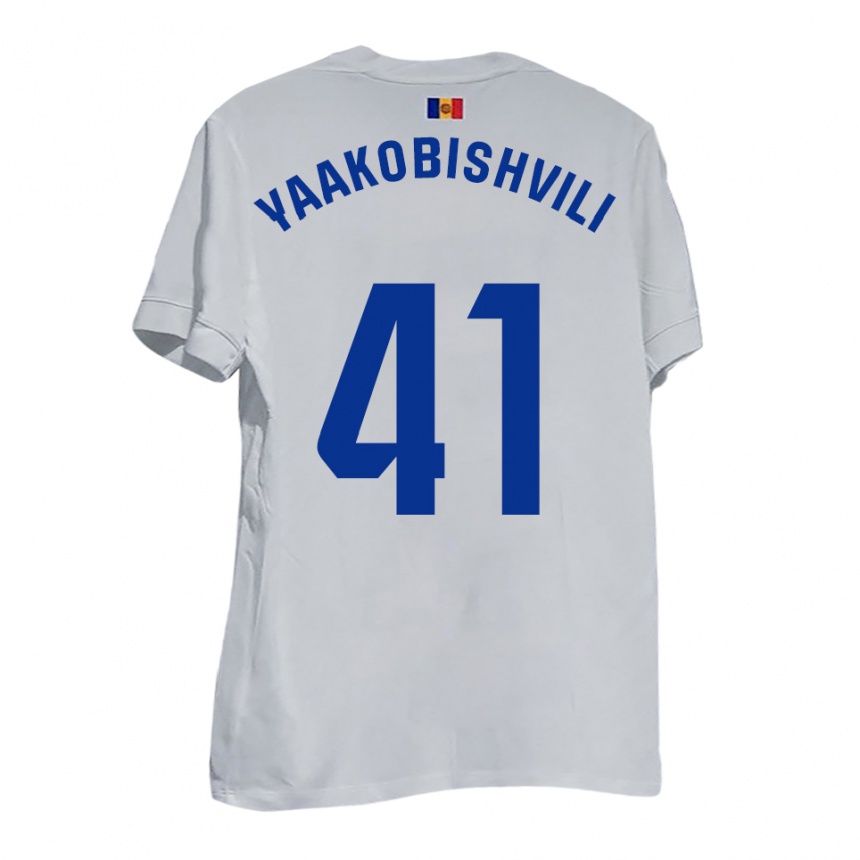 גברים כדורגל ארון יעקובישווילי #41 לבן צהוב כחול הרחק ג'רזי 2025/26