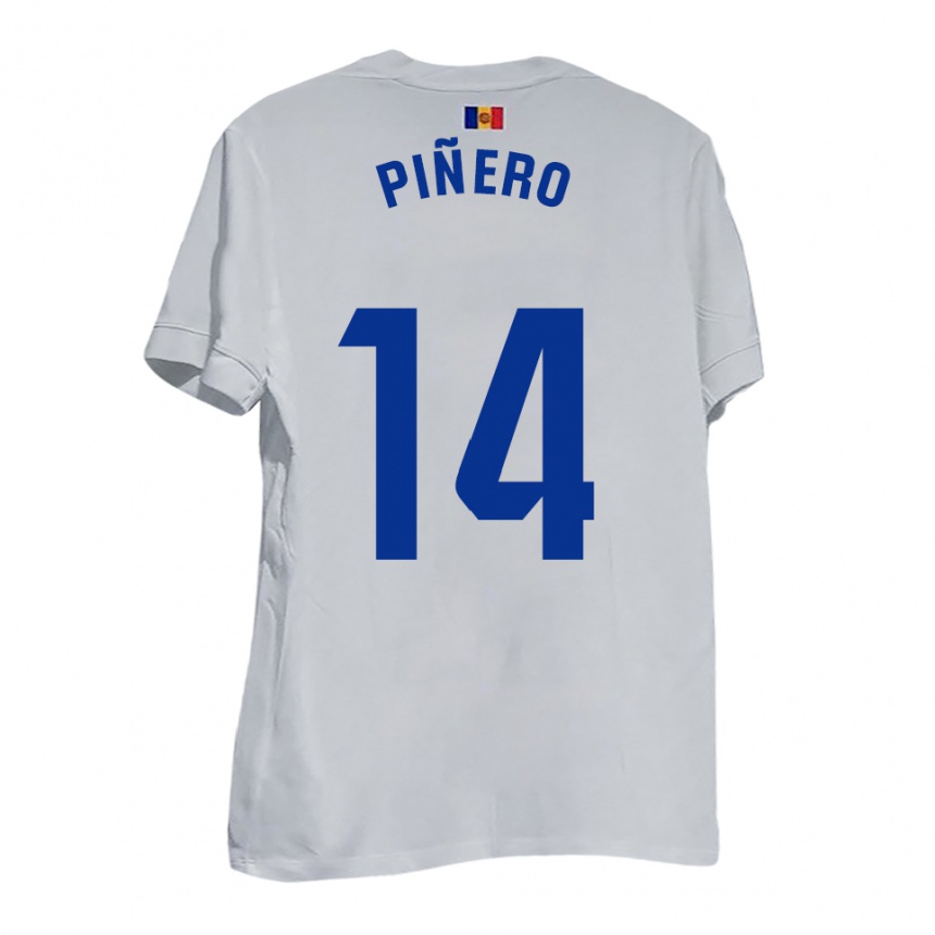 גברים כדורגל Roger Piñero #14 לבן צהוב כחול הרחק ג'רזי 2025/26