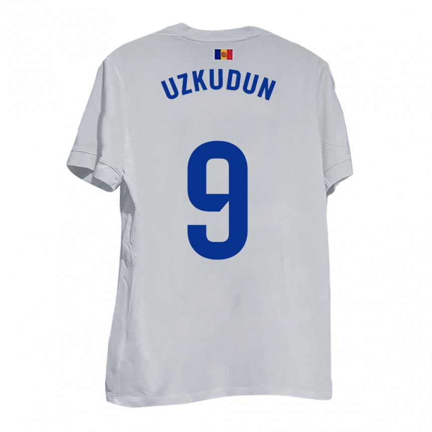 גברים כדורגל Aitor Uzkudun #9 לבן צהוב כחול הרחק ג'רזי 2025/26