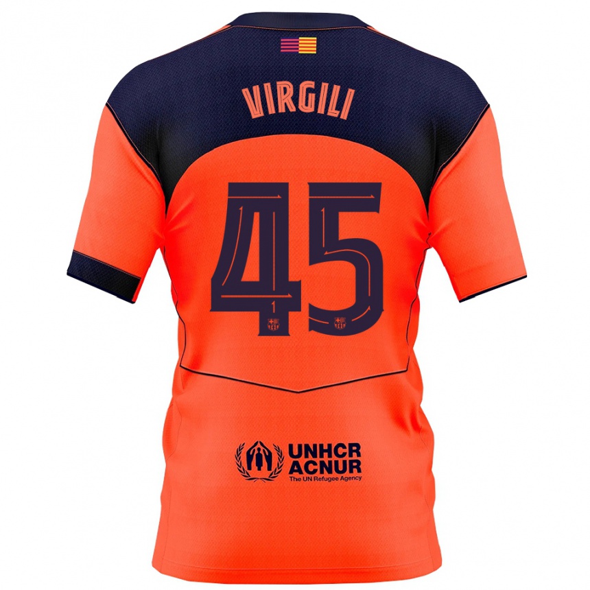 גברים כדורגל Jan Virgili #45 כתום נייבי ג'רזי קיט שלישי 2025/26