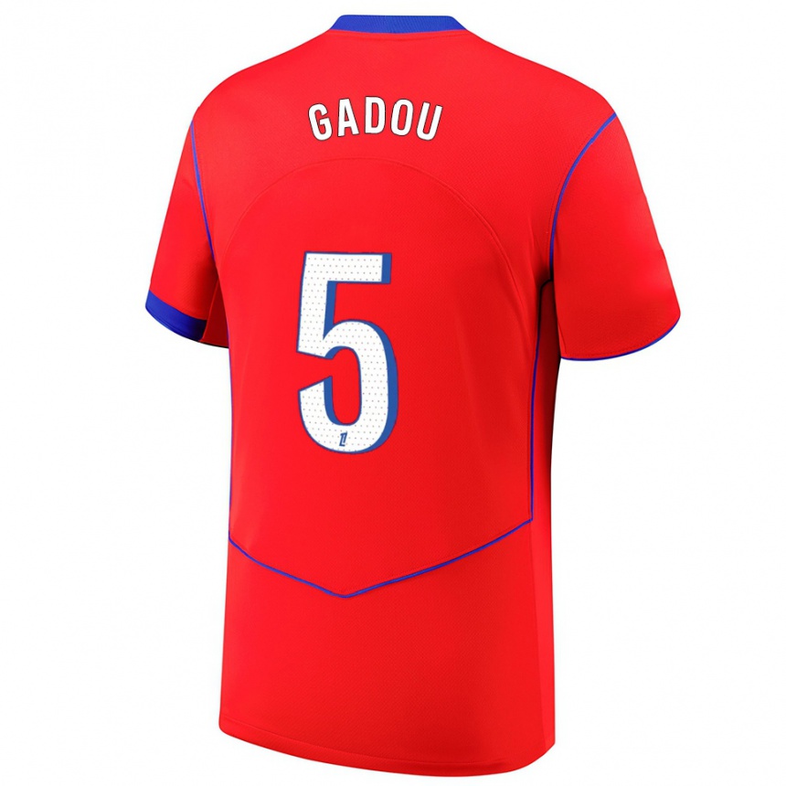 גברים כדורגל Joane Gadou #5 אדום כחול לבן ג'רזי קיט שלישי 2025/26