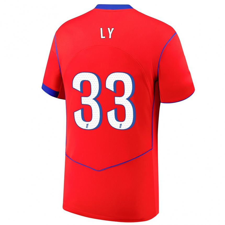גברים כדורגל Elijah Ly #33 אדום כחול לבן ג'רזי קיט שלישי 2025/26