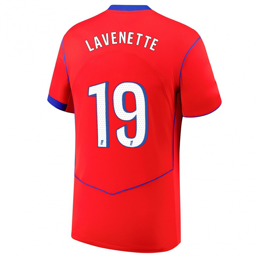 גברים כדורגל Mathias Lavenette #19 אדום כחול לבן ג'רזי קיט שלישי 2025/26