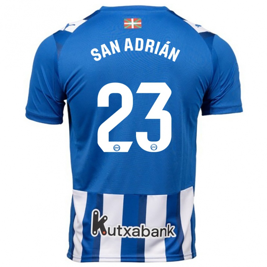 נשים כדורגל Marta San Adrián #23 כחול לבן ג'רזי ביתית 2025/26